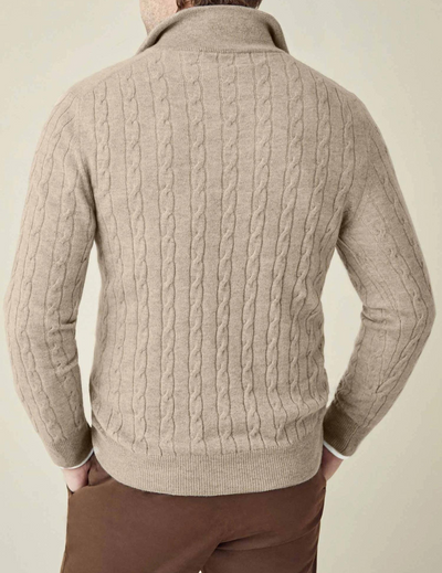 Men’s Cable Knit Sweater Funnel Neck