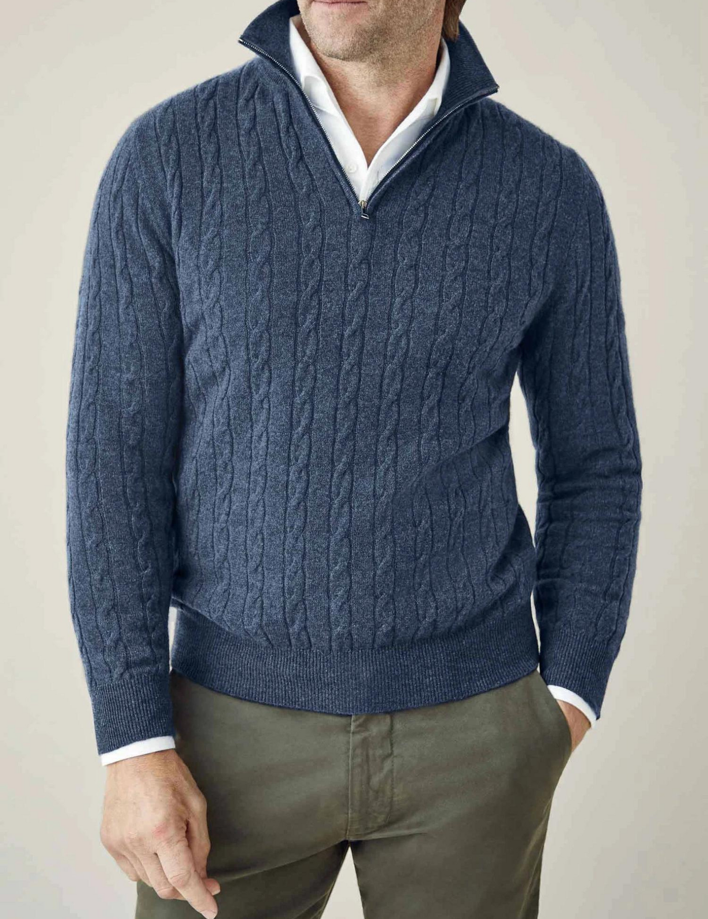 Men’s Cable Knit Sweater Funnel Neck