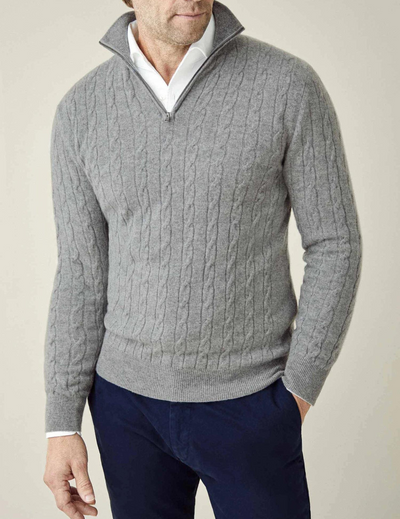 Men’s Cable Knit Sweater Funnel Neck