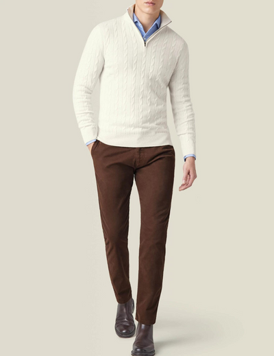 Men’s Cable Knit Sweater Funnel Neck