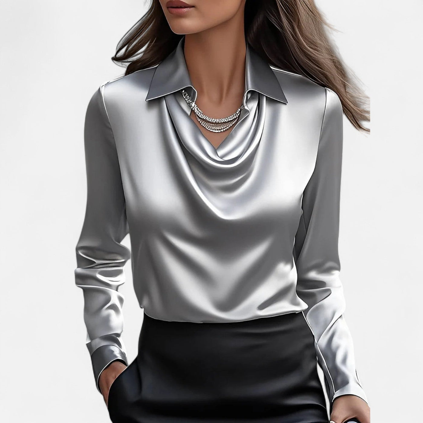Women’s Satin Blouse Elegant Drape
