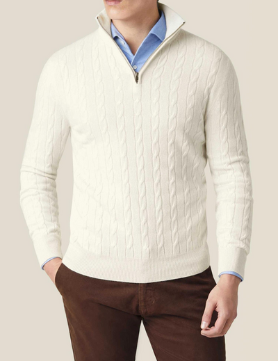 Men’s Cable Knit Sweater Funnel Neck