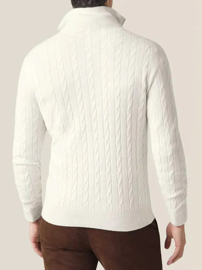 Men’s Cable Knit Sweater Funnel Neck