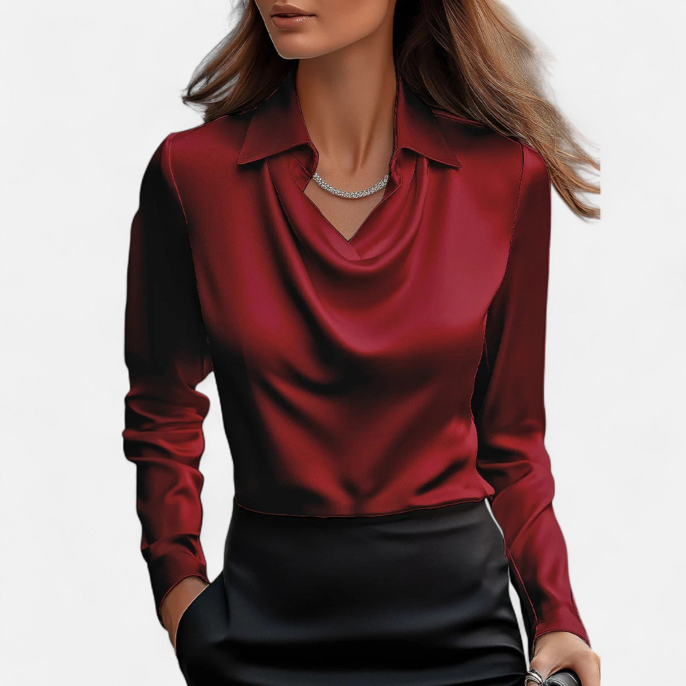 Women’s Satin Blouse Elegant Drape