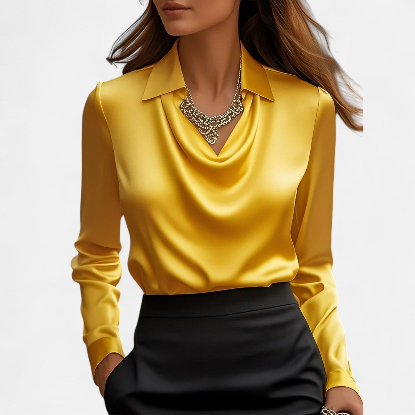 Women’s Satin Blouse Elegant Drape
