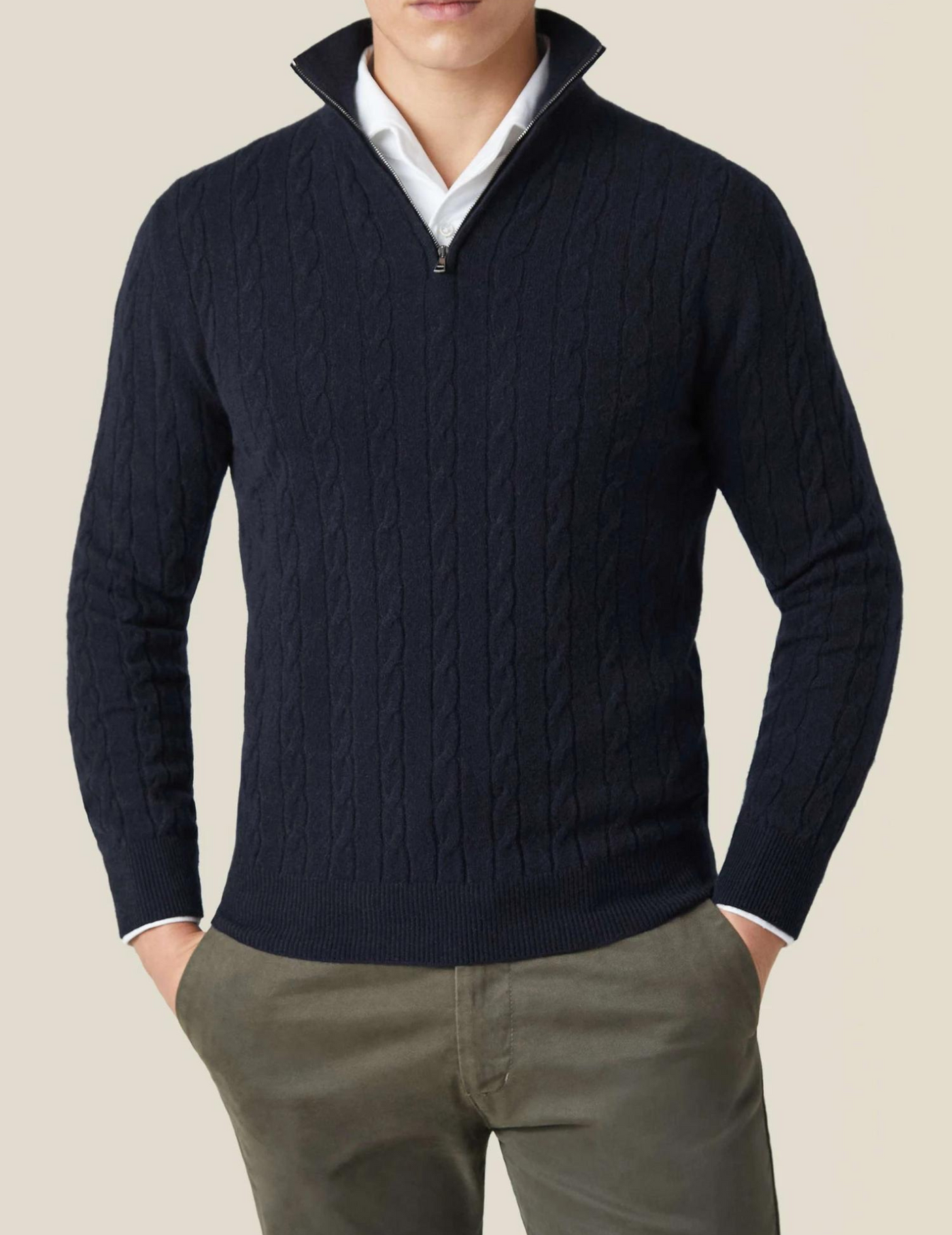 Men’s Cable Knit Sweater Funnel Neck