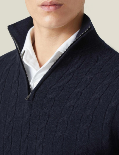 Men’s Cable Knit Sweater Funnel Neck
