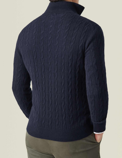 Men’s Cable Knit Sweater Funnel Neck