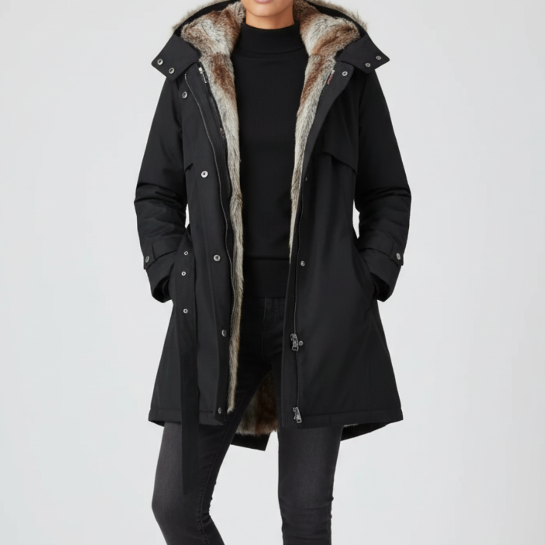Women’s Belted Parka with Hood