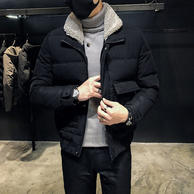 Men’s Wool Coat with Faux Fur